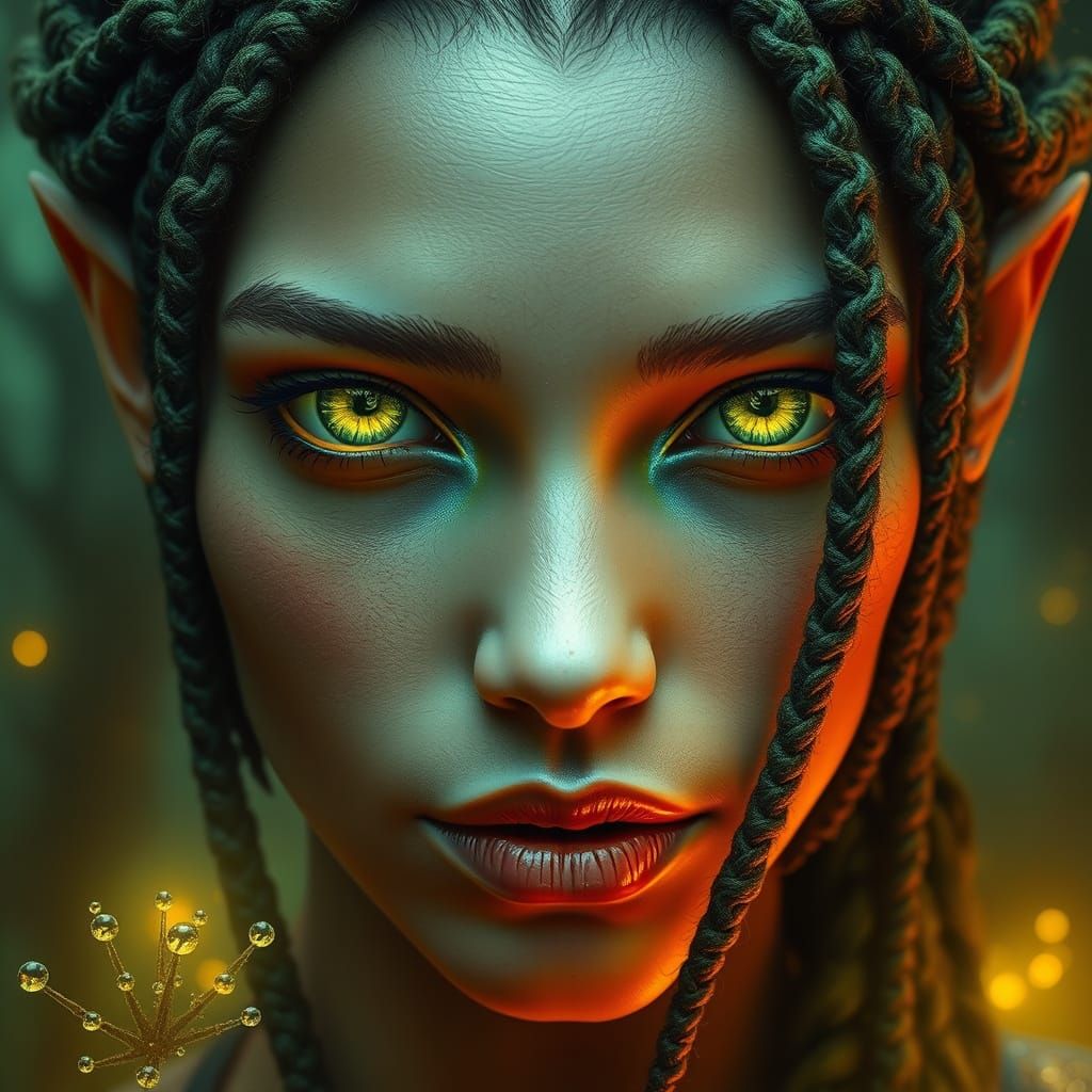 Elven Woman Portrait in Hyperrealistic Digital Art