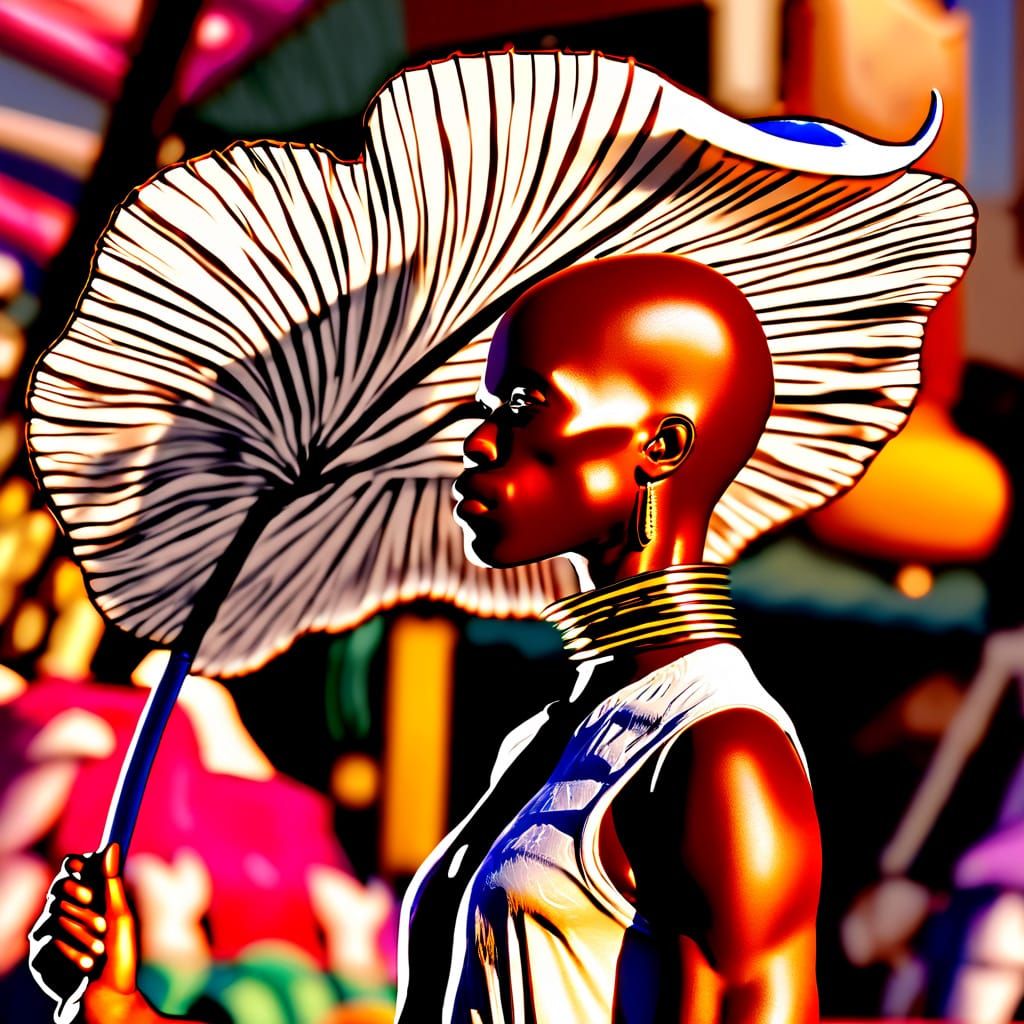 Strong African Male in Vibrant Market Scene, Hyperrealistic ...