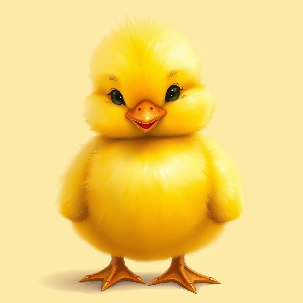 Whimsical Fluffy Ducky in Warm, Creamy Background