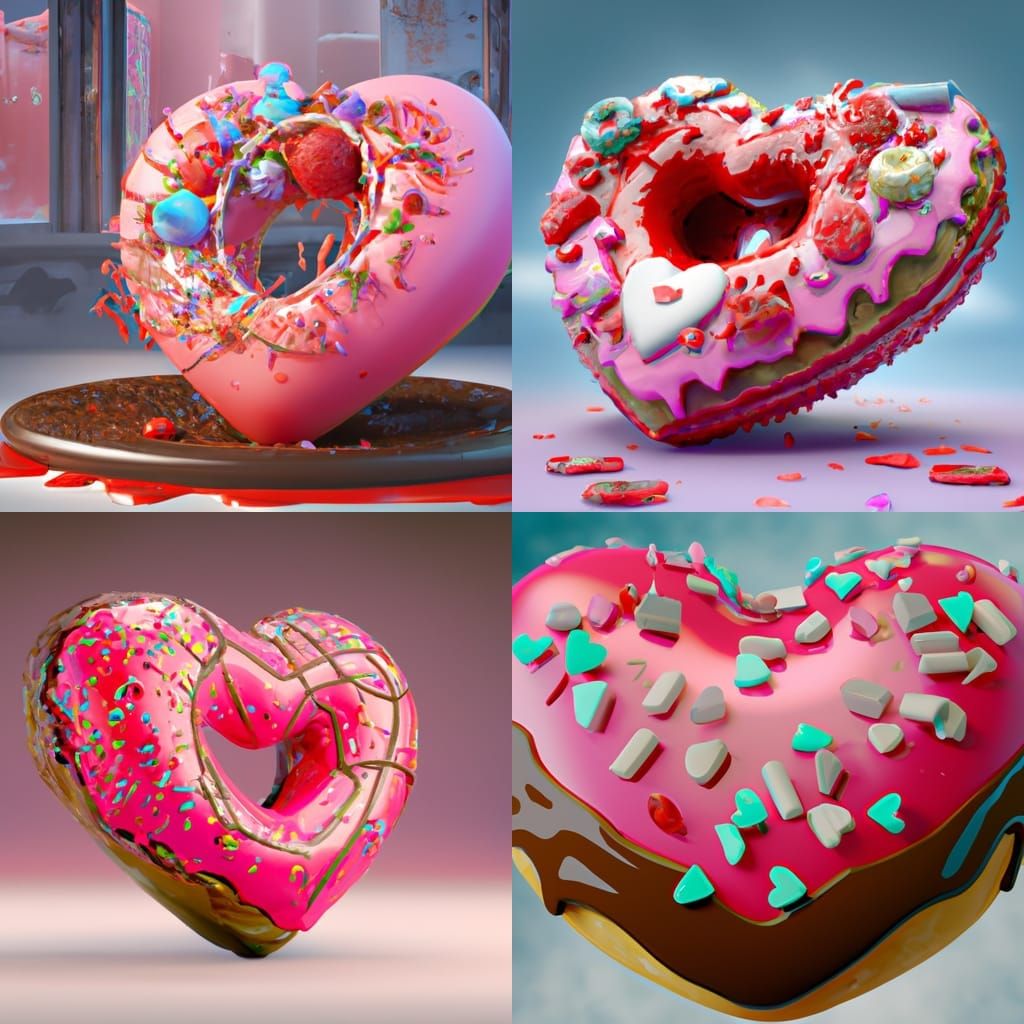 Heart-Shaped Donut with Sprinkles as Detailed Matte Painting