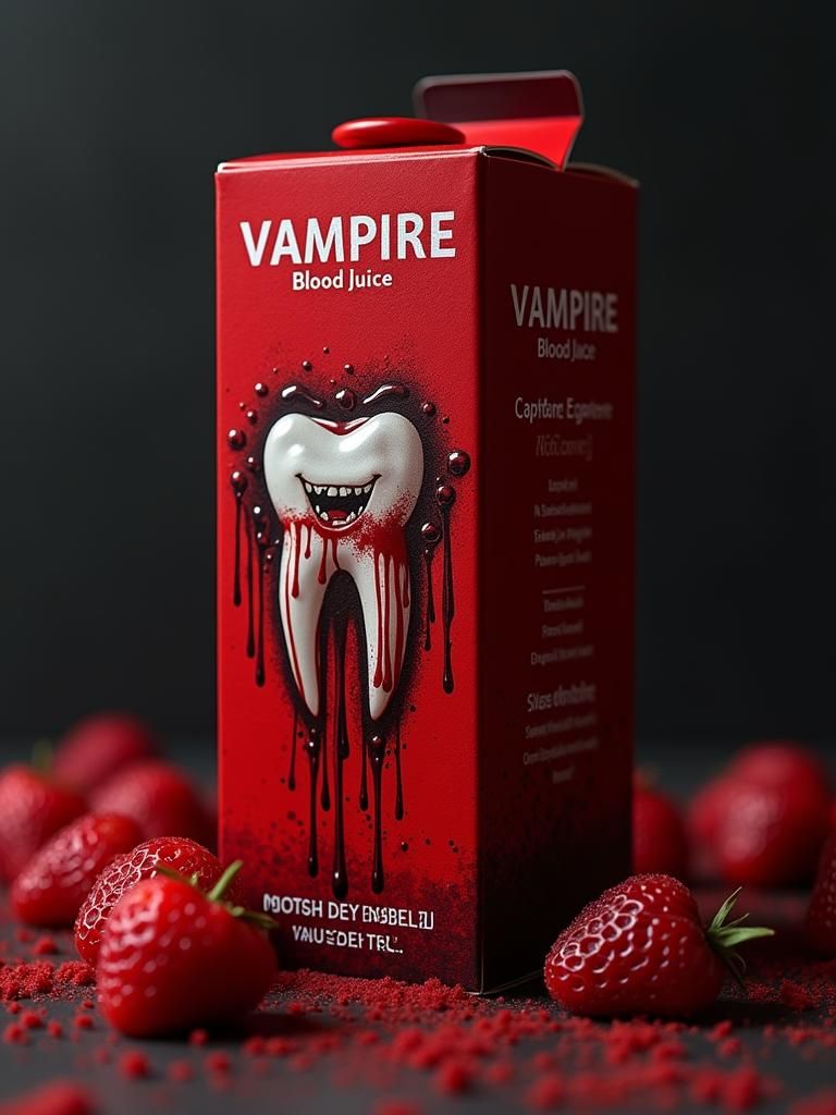 Vampire Blood Juice Box with Tooth Design
