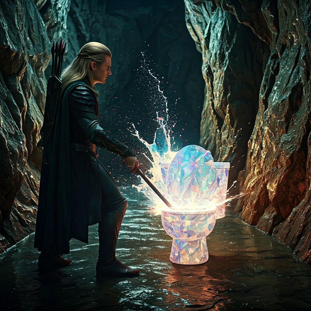 Legolas Fights Crystal Toilet in Neon Cave
