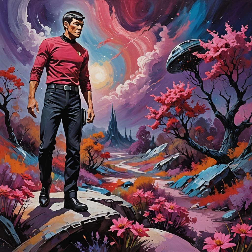 Star Trek Crew on Alien Planet in Abstract Expressionism