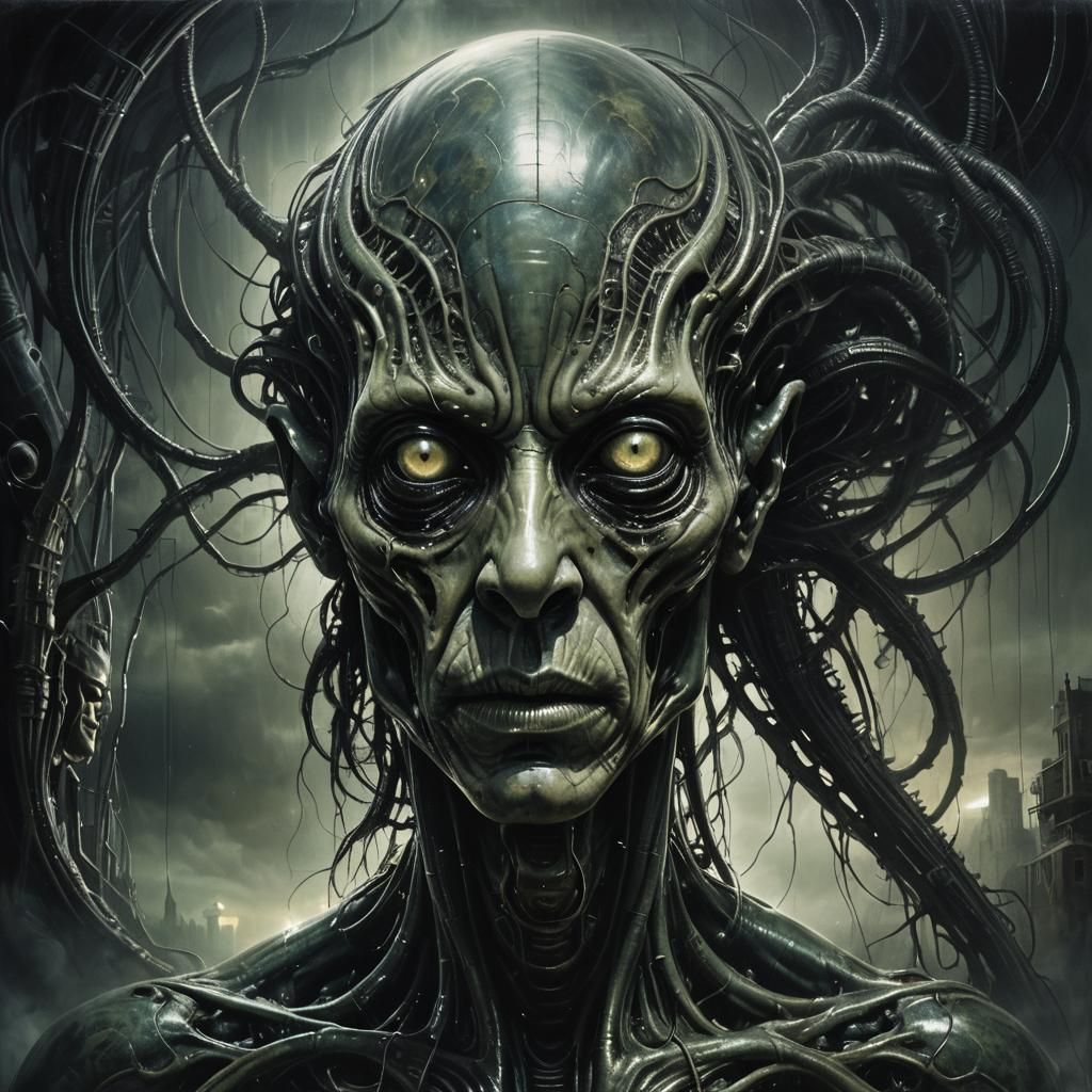 Dystopian Surrealism: Alien Corruption, Macabre Portrait