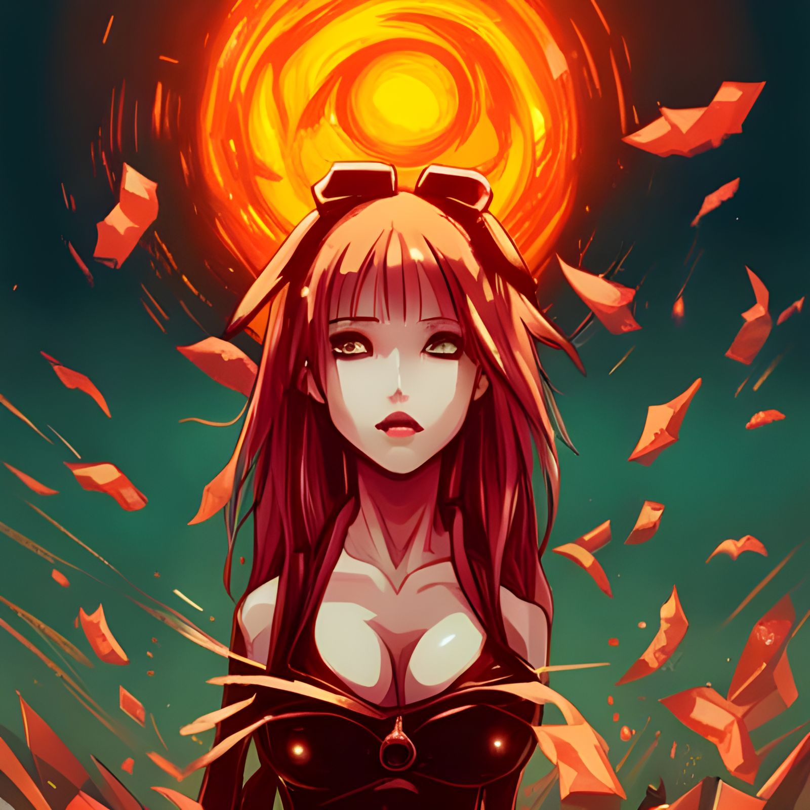 Fiery Haired Girl Portrait in Hyperrealistic Style