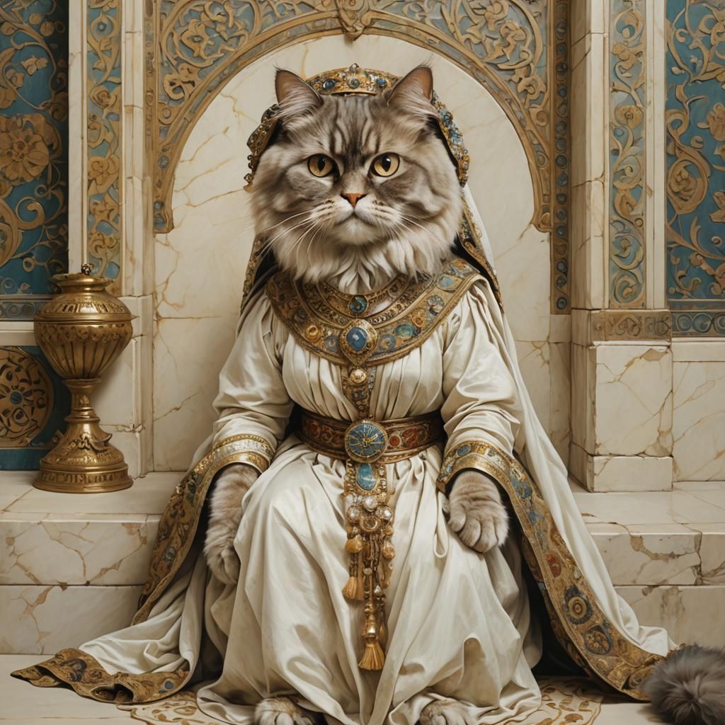 Persian Cat Woman in Classical Style