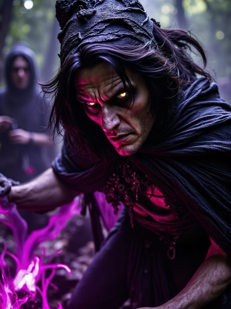 Hyperrealistic Undead Necromancer in Witchcore Style