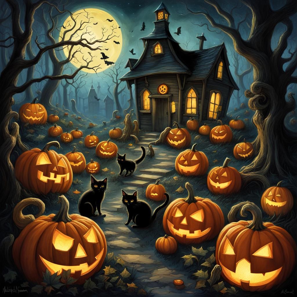 Joyful Halloween Graveyard Party in Fantasy Style