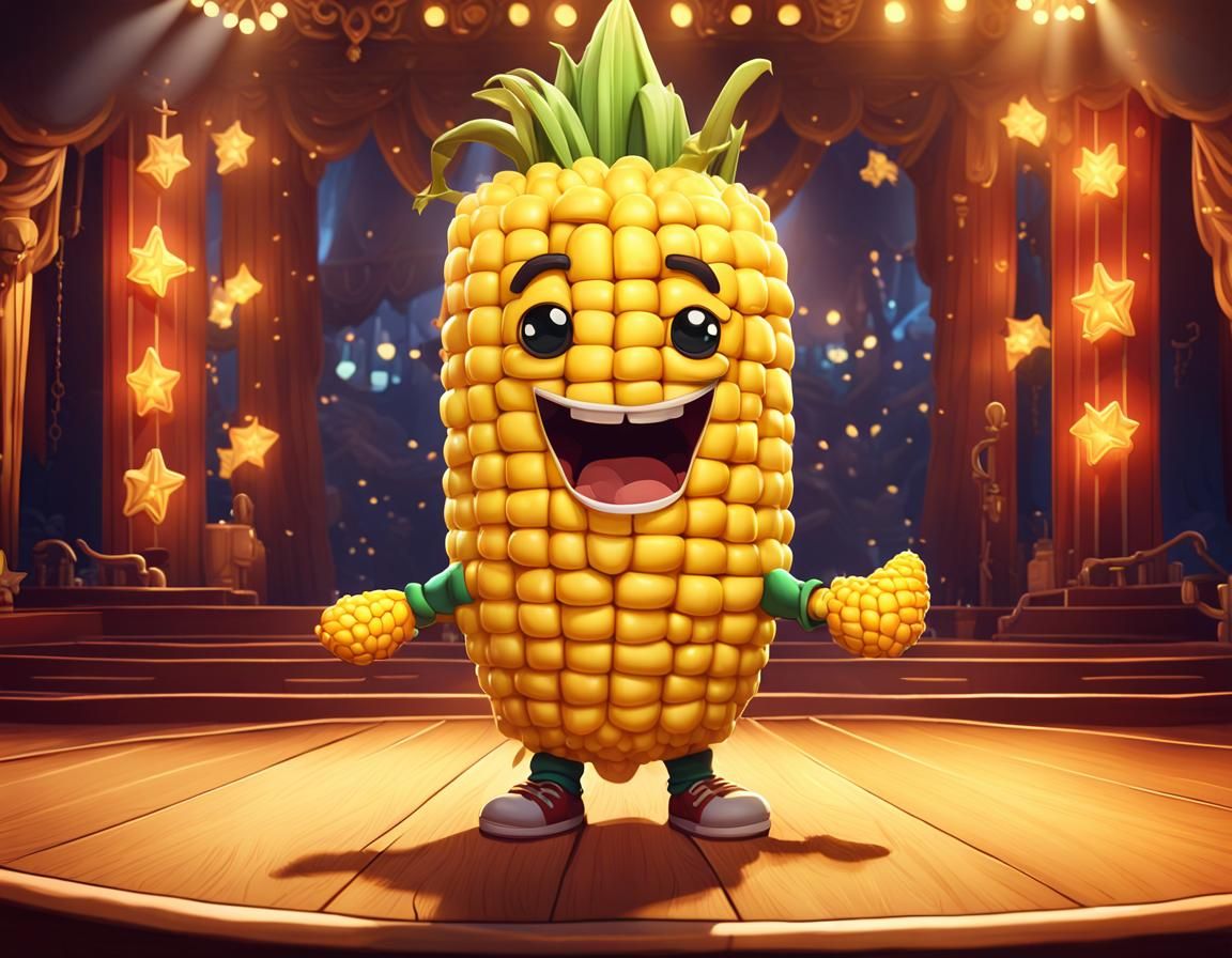 Corn Chibi Comedian at Comedy Club, Fantasy Art