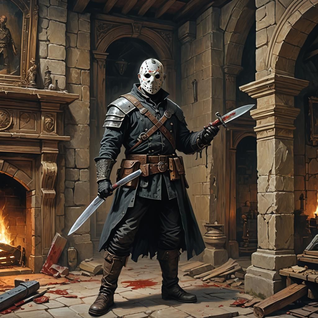 Jason Voorhees as Colonial Landlord in Dark Fantasy Art