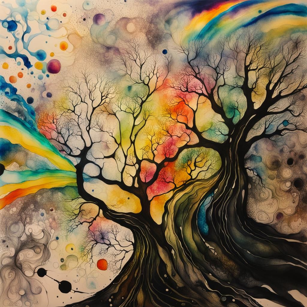 Colorful Neurographic Organic Abstraction in Alcohol Inks