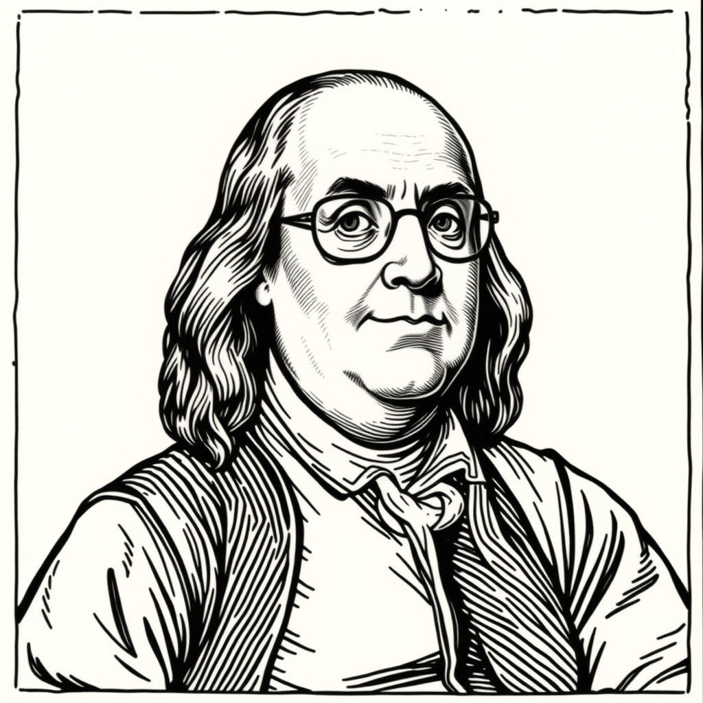 Woodcut Portrait of Benjamin Franklin