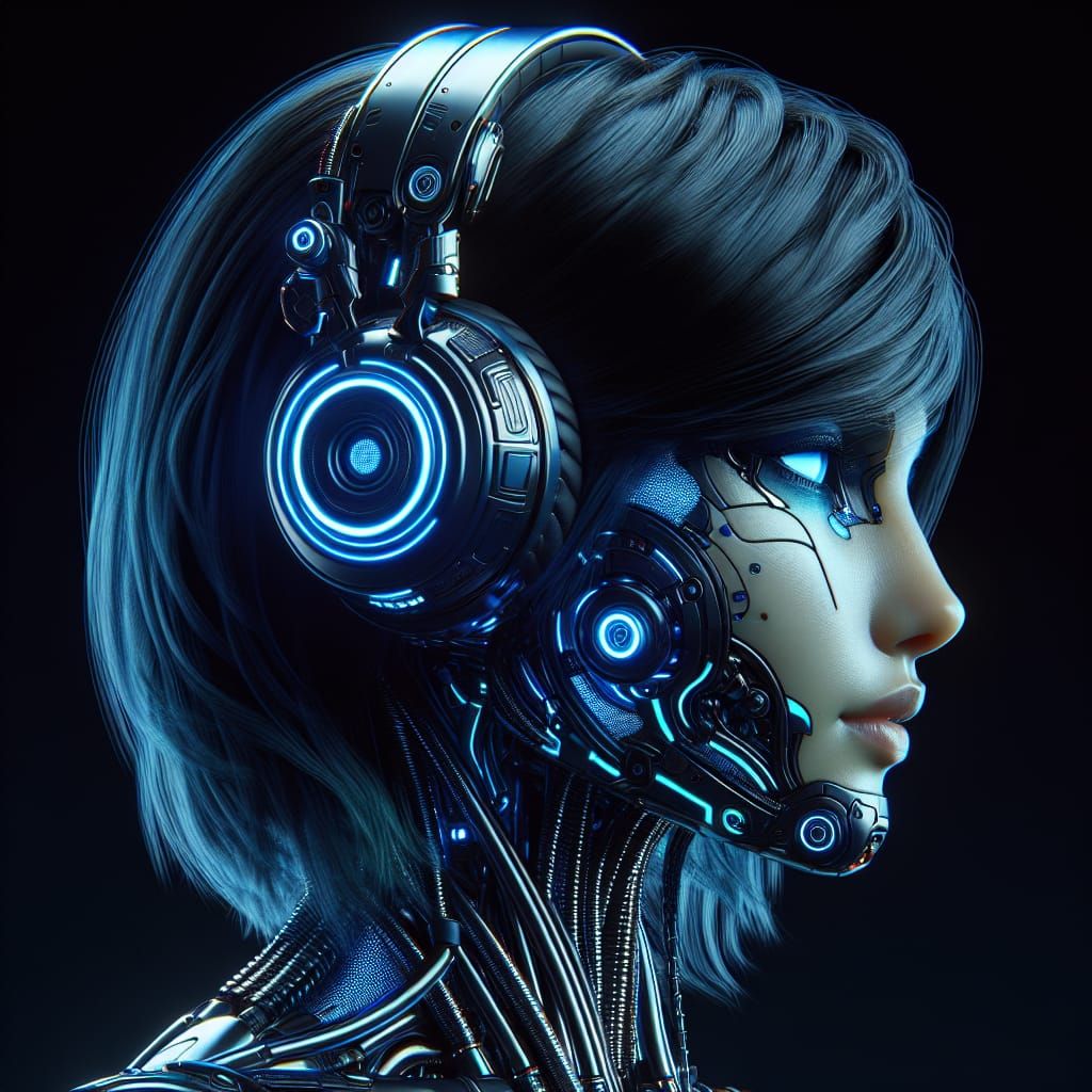 Cyborg Girl with Glowing Armor in Photorealistic Style