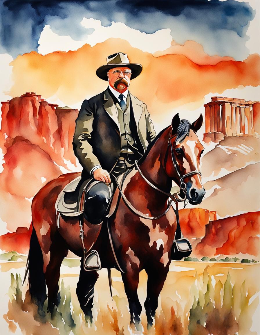Theodore Roosevelt Portrait in Art Deco Style