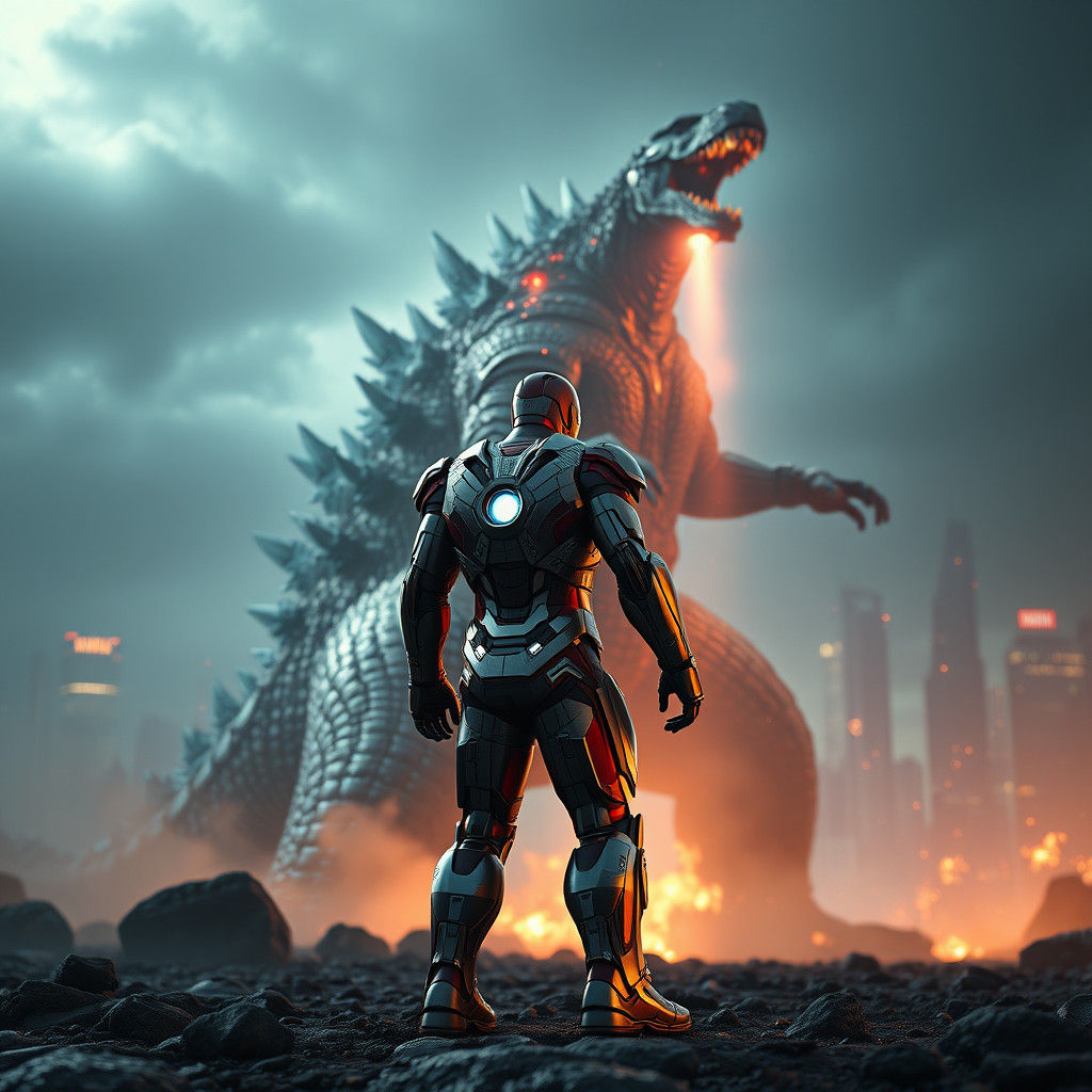 Iron Man Confronts Godzilla in Epic Showdown