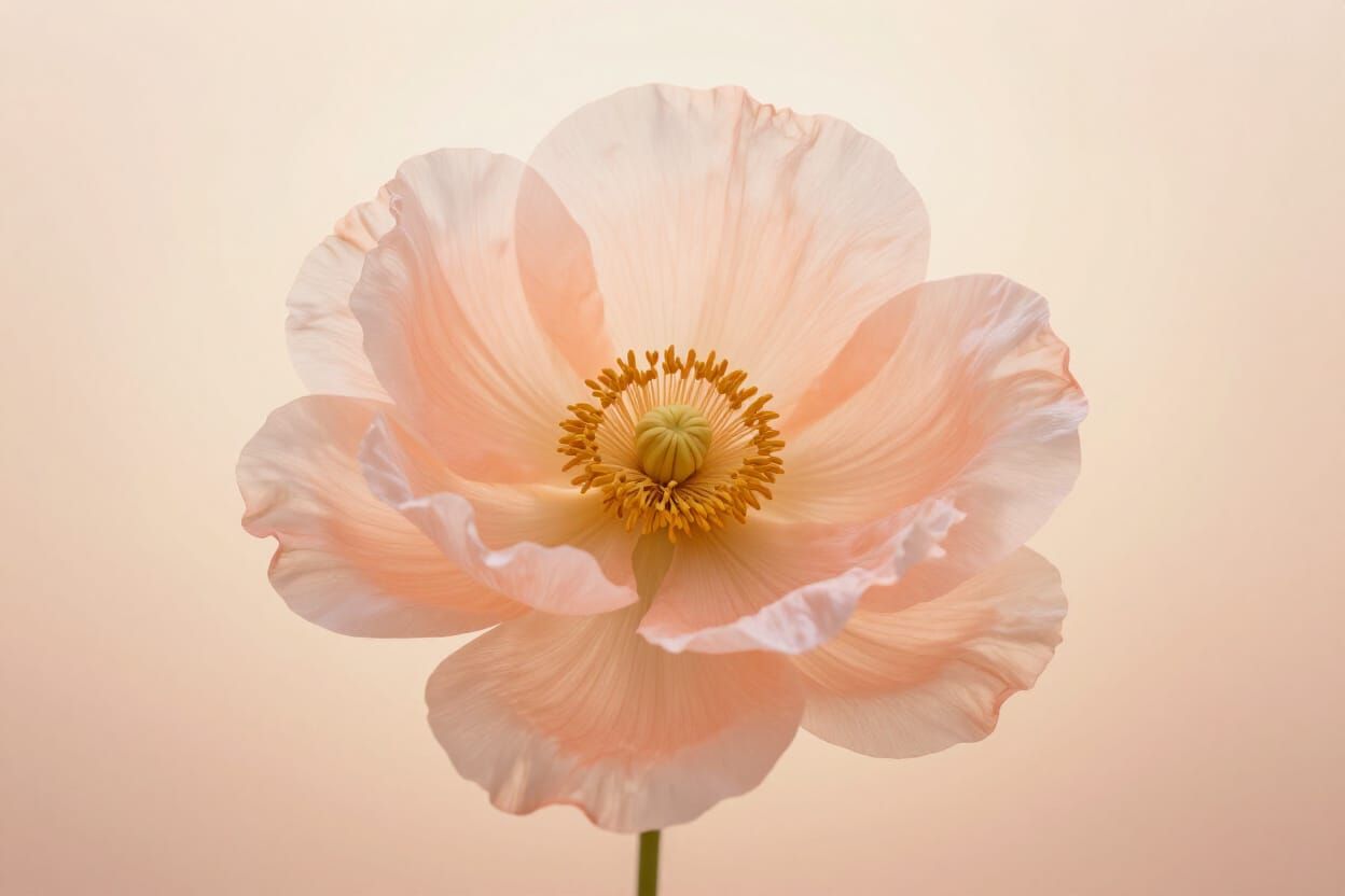 Ethereal Peach Flower with Golden Center