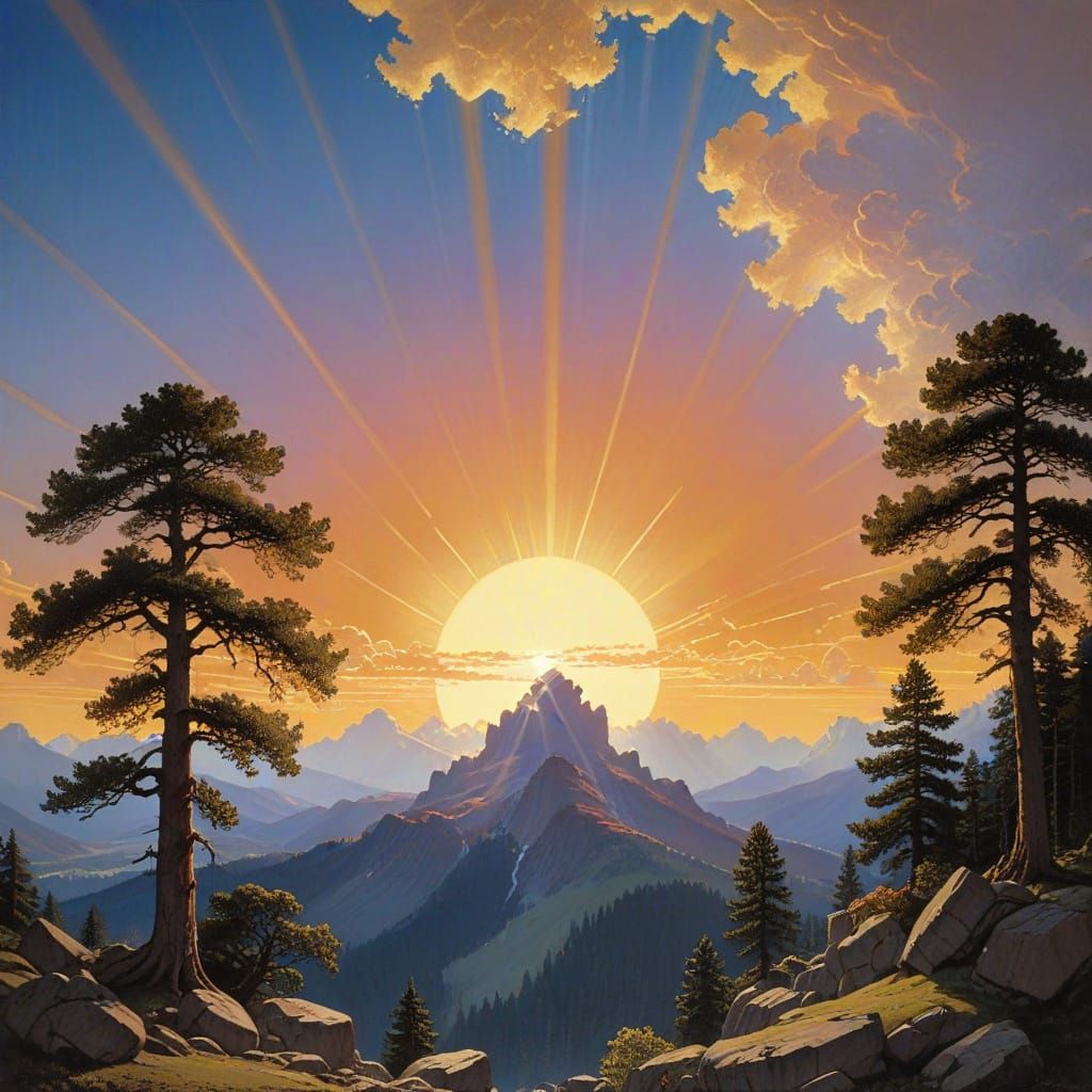 Golden Crepuscular Rays with Glazing Technique