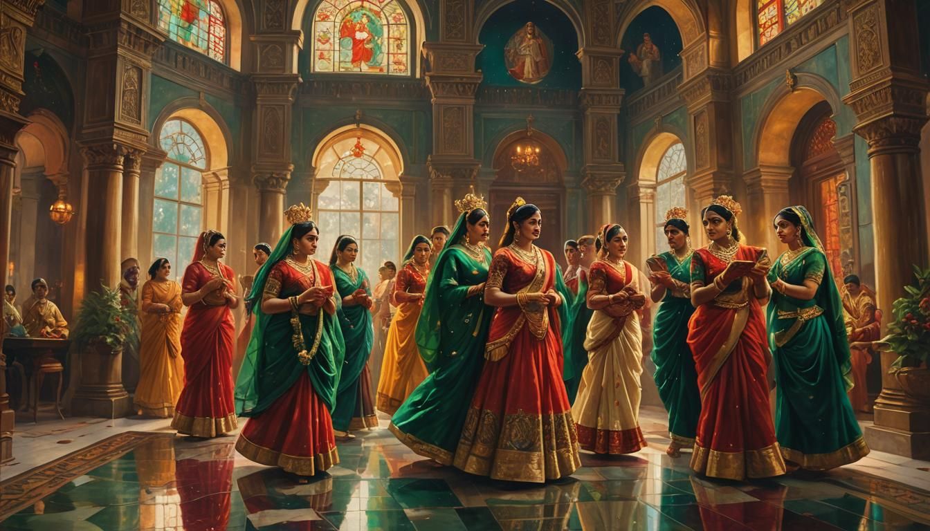 Lavish Christmas Celebration as Matte Painting