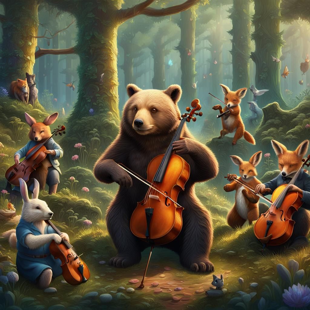 Animal Orchestra Performance in Forest Clearing
