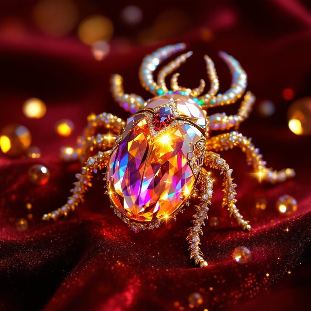 Scarab in Resplendent Golden Jewelry