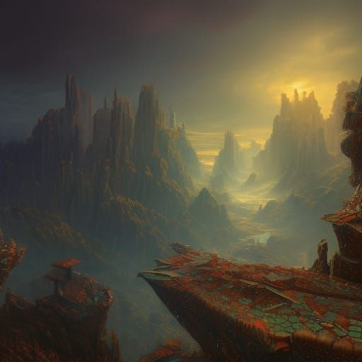 Fantastical Brontolasmus in Detailed Matte Painting Style