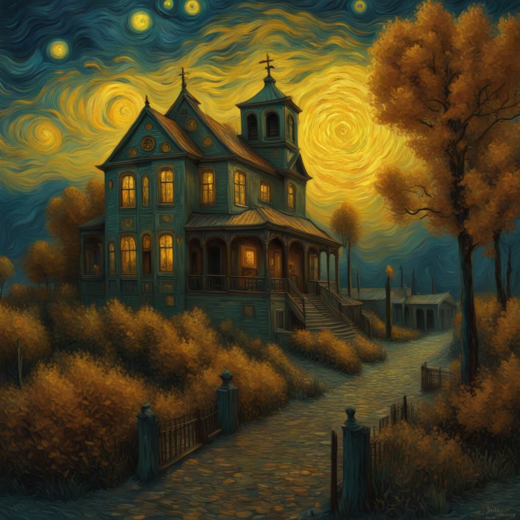 La Muerte in Van Gogh Style: Digital Masterpiece