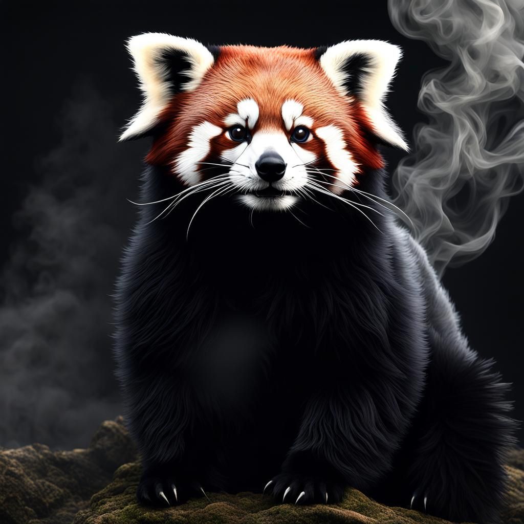 Gothic Noir Red Panda in Dark Surrealism