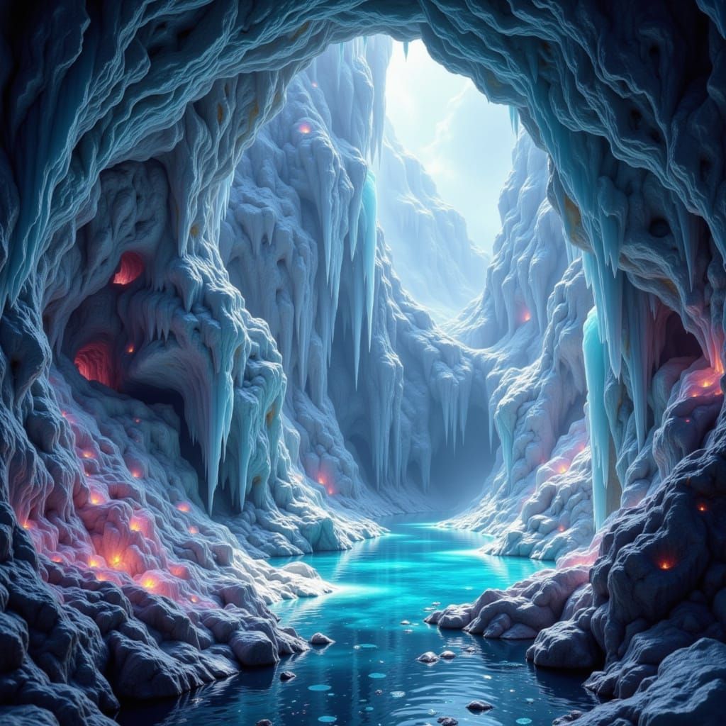 Ethereal Lagoon in Frozen Mountain Cave