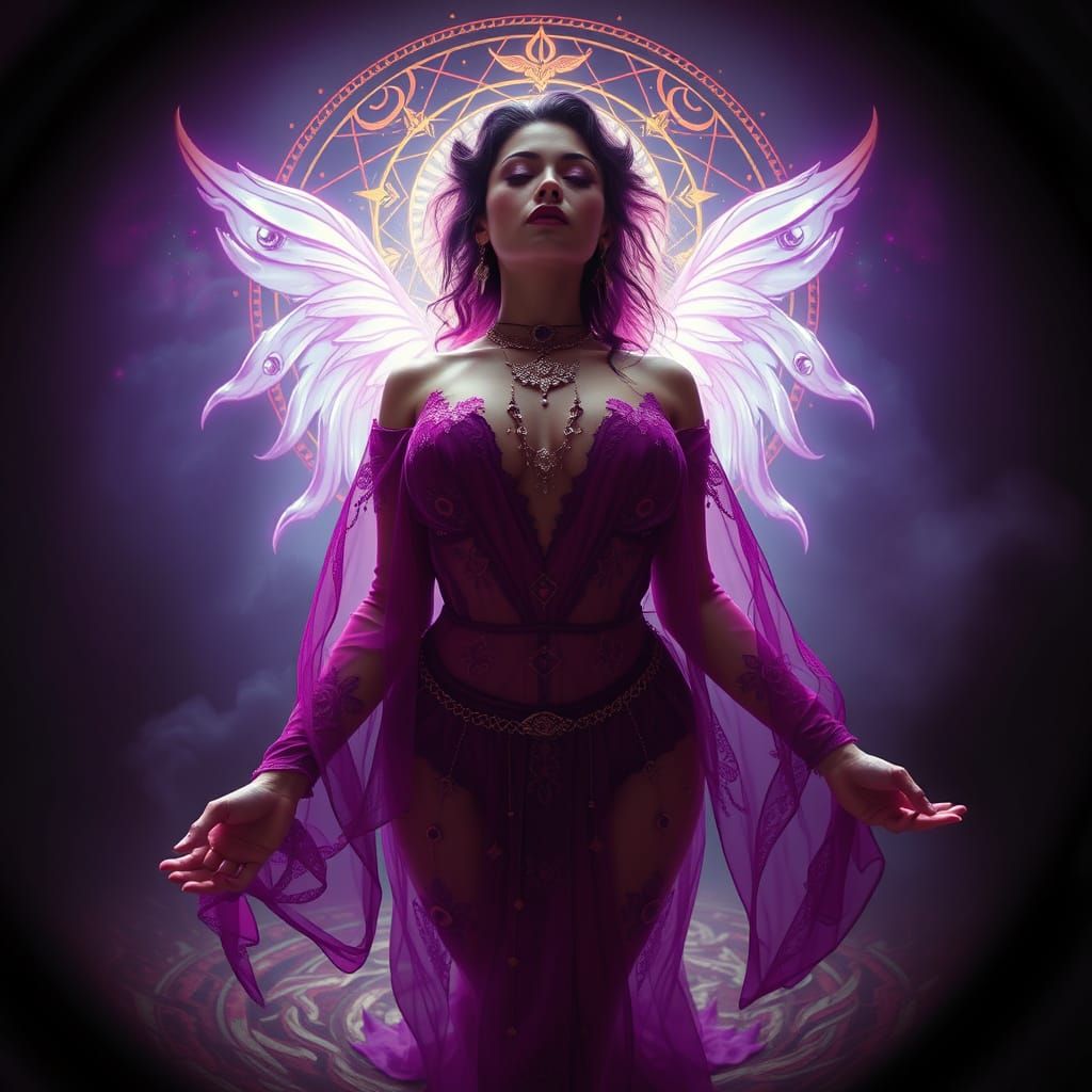 Enigmatic Goddess in Dark Mystic Harmony