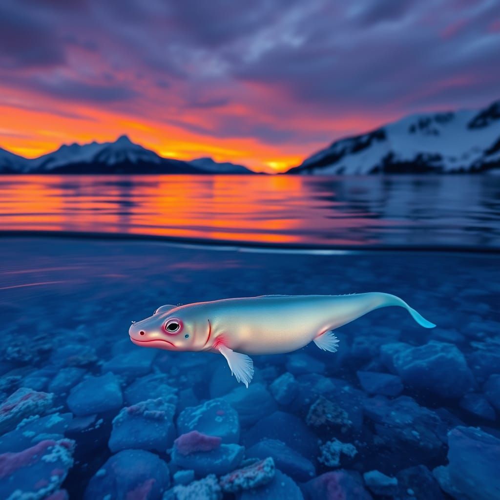 Vibrant arctic landscape at sunset,