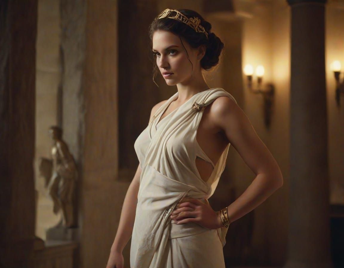 Glamorous Woman in Ancient Roman Toga