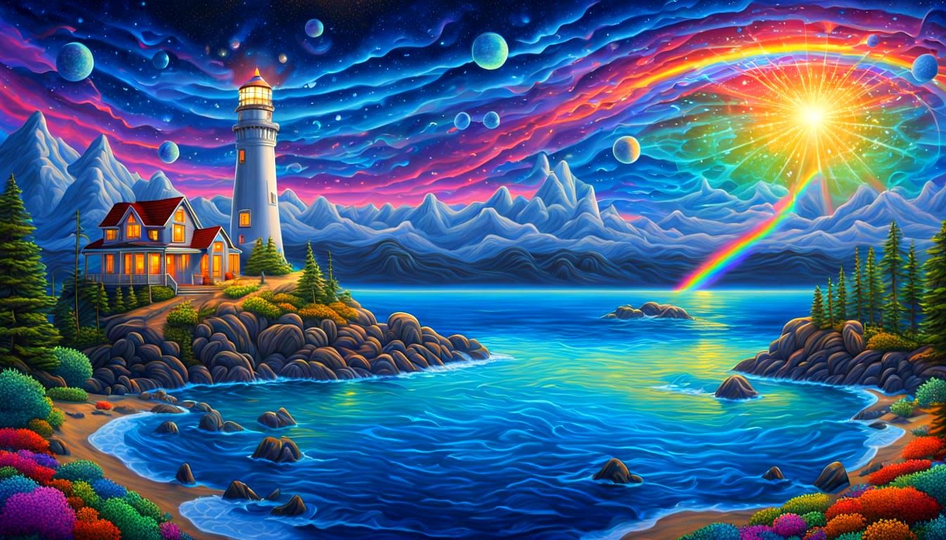 Bioluminescent Crystal Artist Sculpting Stardust Lighthouses