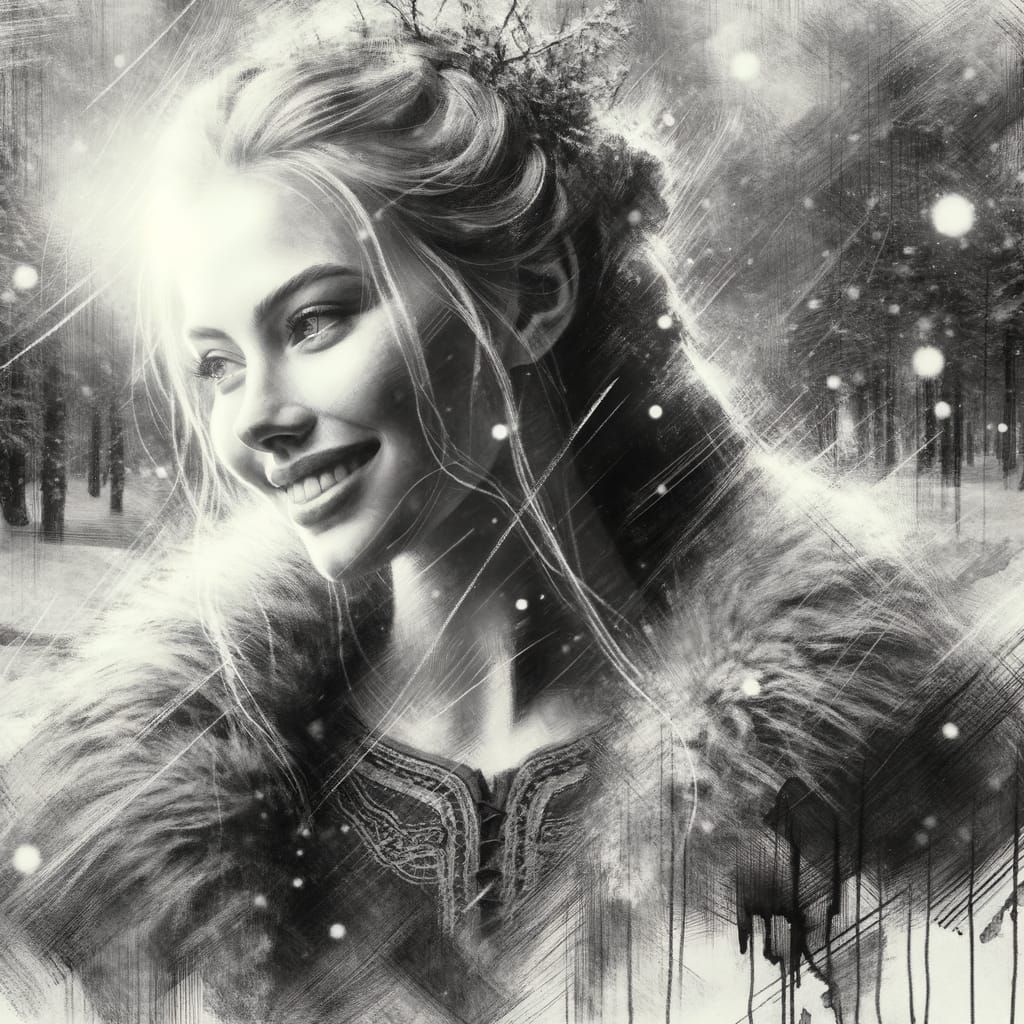 Norse Goddess of Love in Snowy Landscape