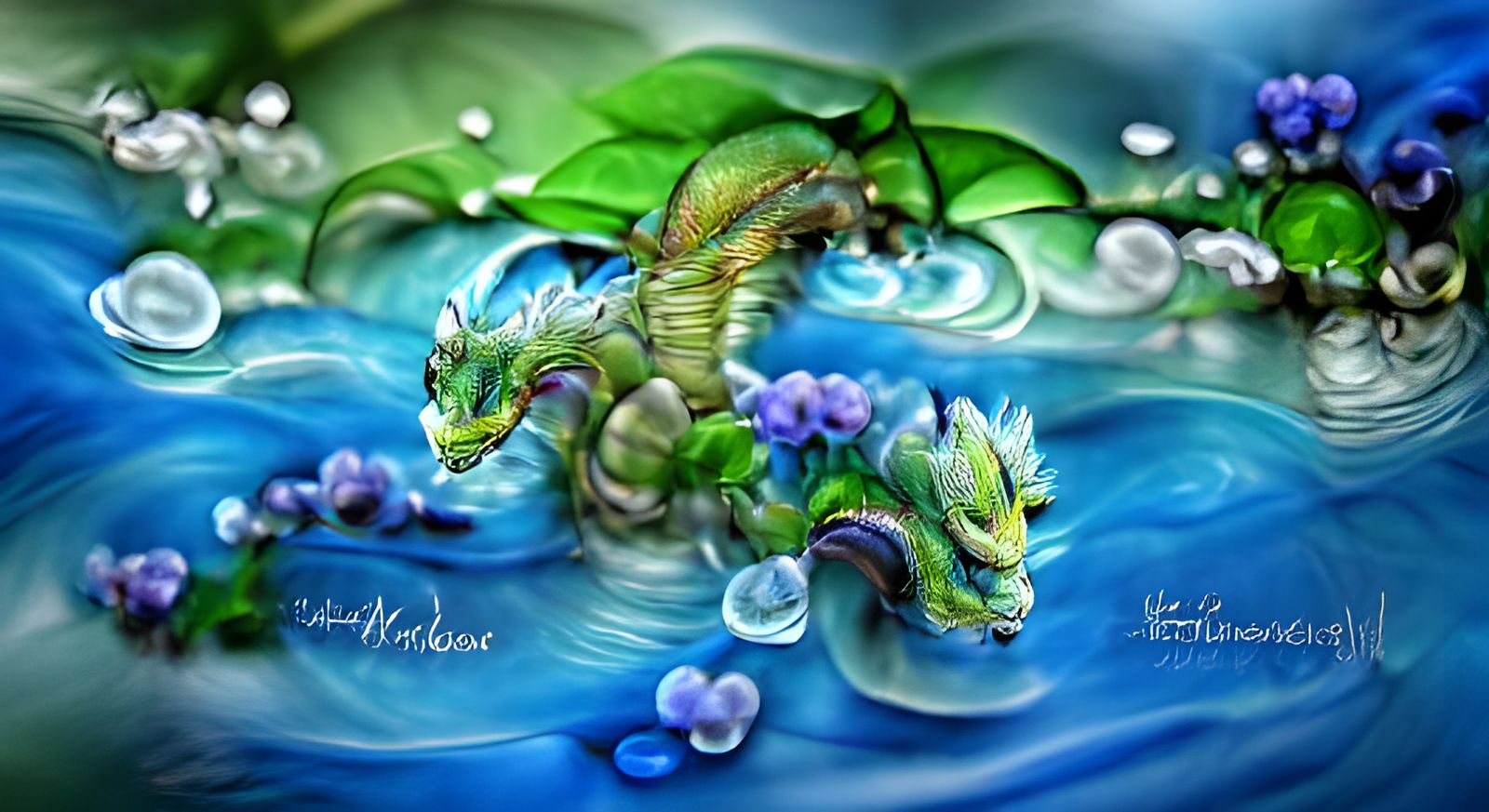 Majestic Water Dragon in Fantasy Art Style