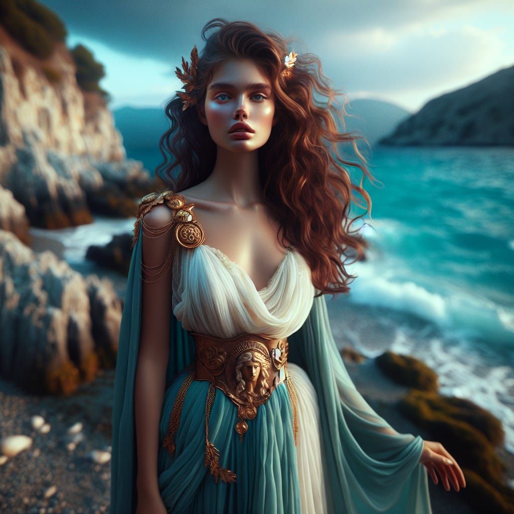 Greek Sea Goddess Calypso, Digital Matte Painting