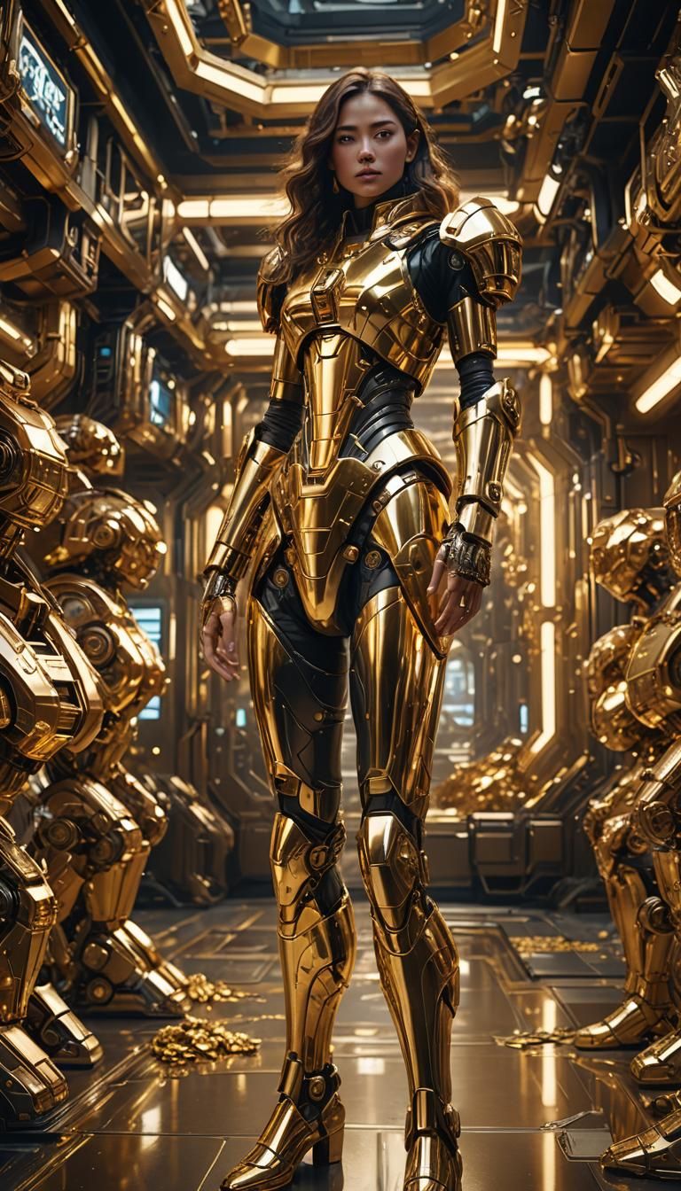 Sci-Fi Woman in Golden Treasure Trove
