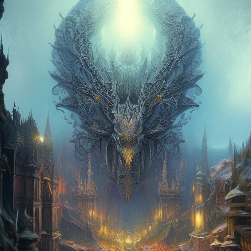 Overgrown Temple in Mountains: Fluid Gouache Illustration