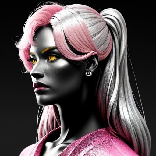 Chiaroscuro Art in Pink, Silver, and Yellow