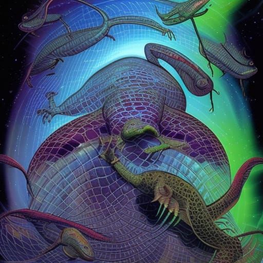 Reptilian Implants in Human Energy Field, Comic Art