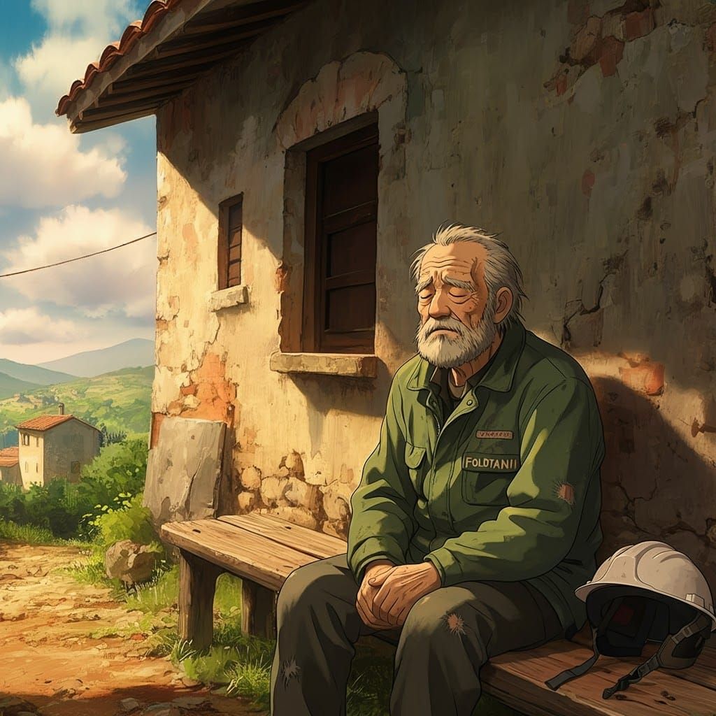Italian Geologist Resting, Studio Ghibli Style