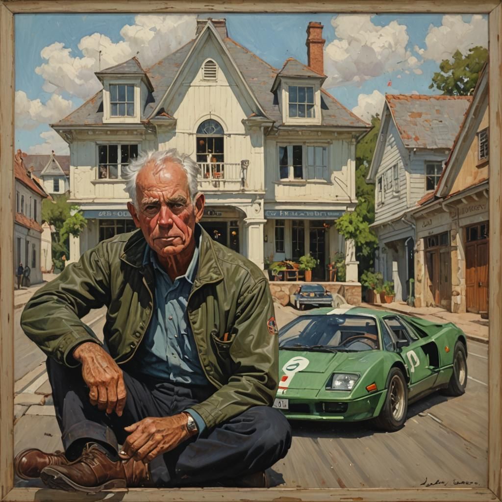 Classic Car in Oil Painting Style