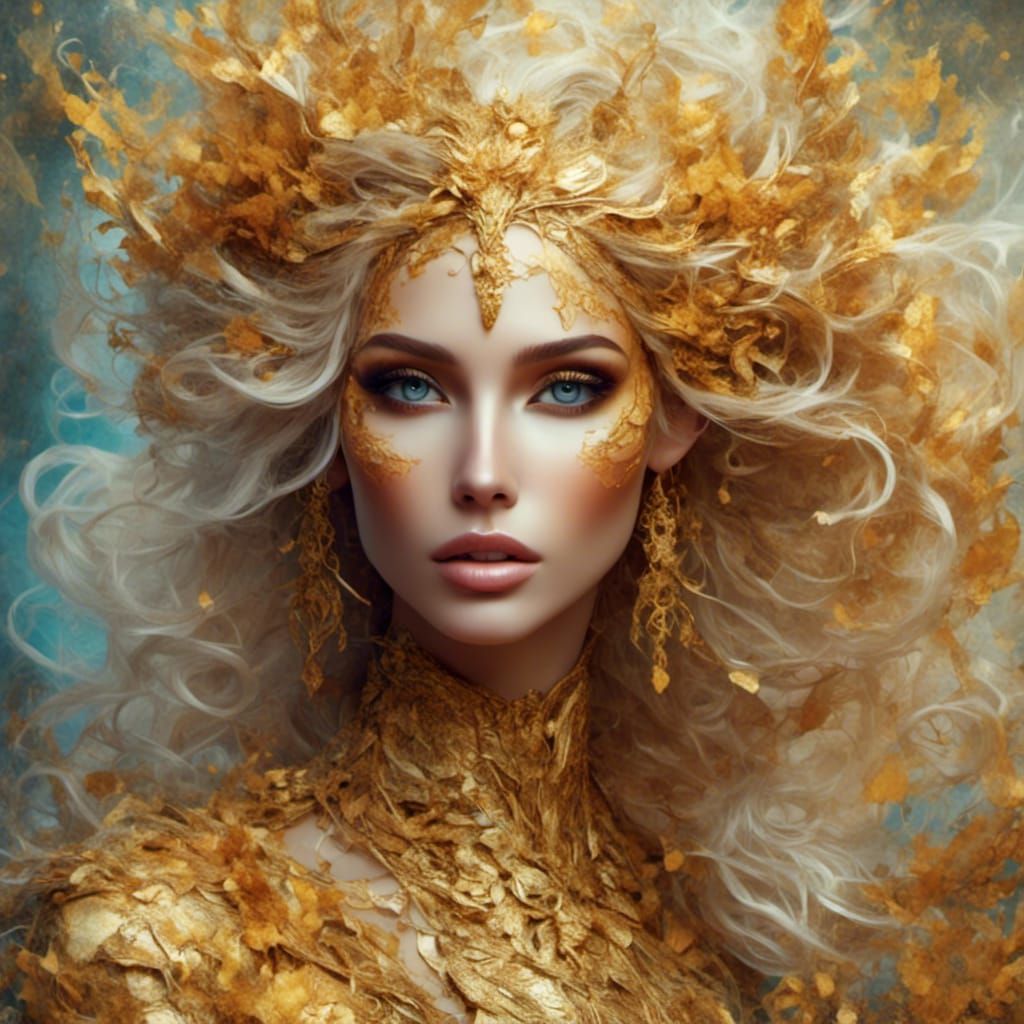 Golden Portrait in Vermeer Style