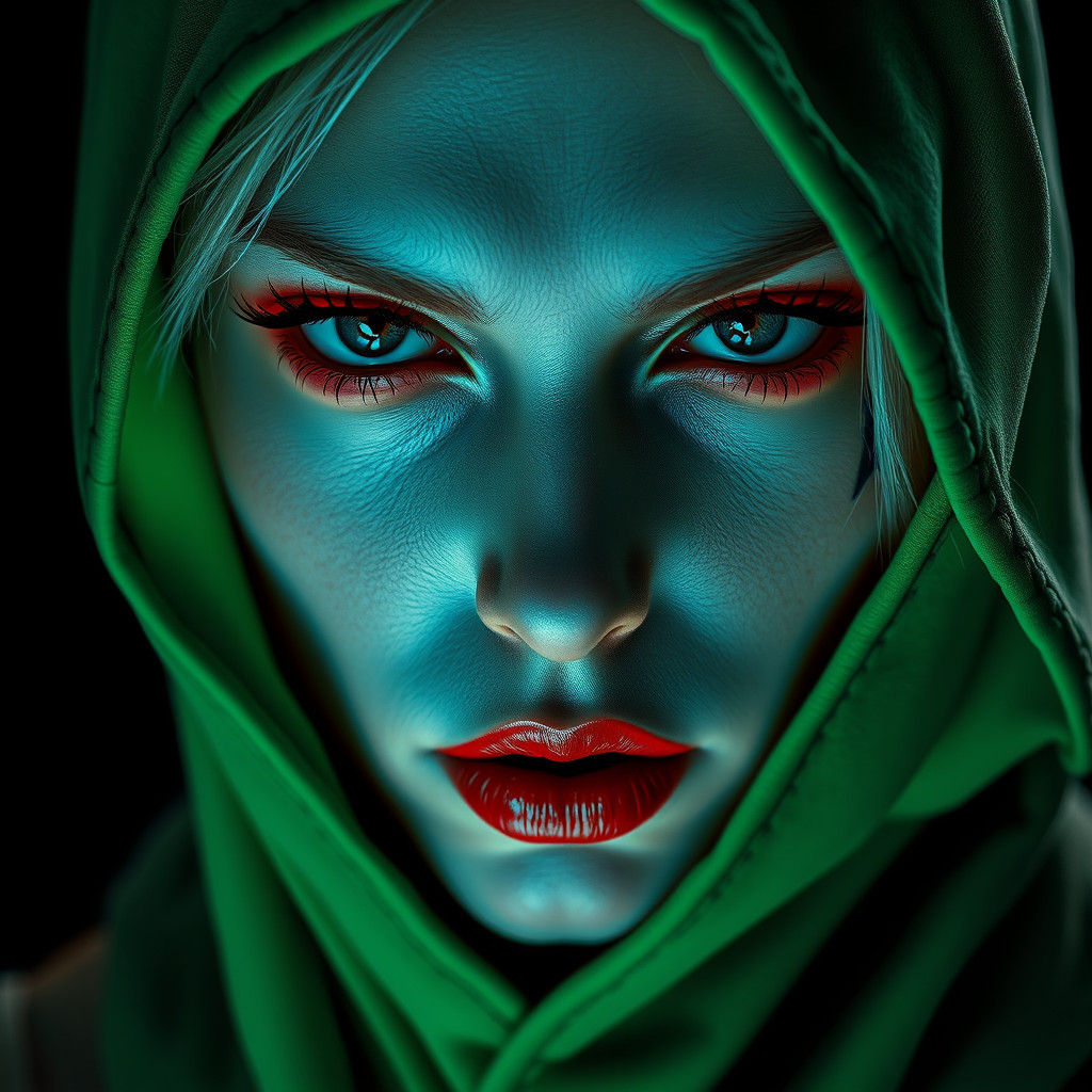 Icy Fury: Albino Woman Portrait in Cyberpunk Style