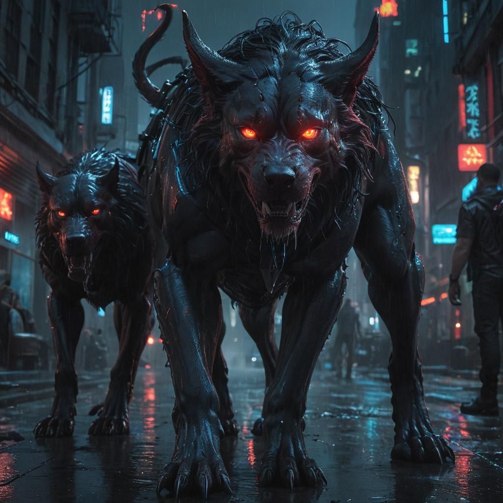 Vincent Valentine in Dark Cyberpunk Cityscape