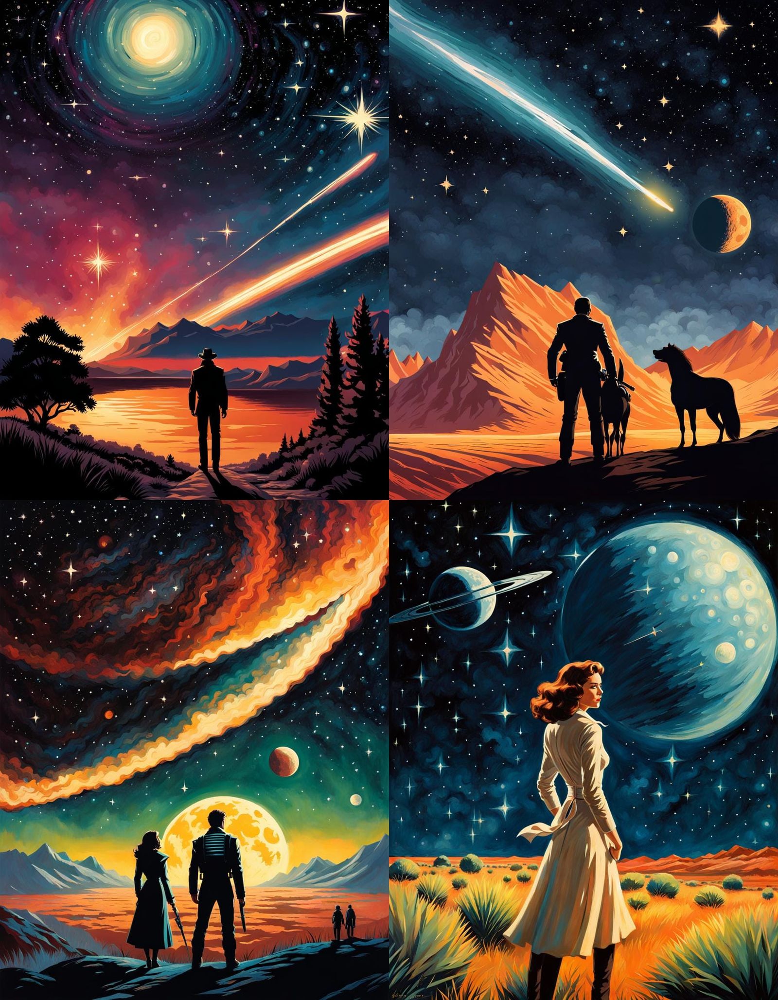 Pulp Sci-Fi: Figure Chasing a Distant Starlight