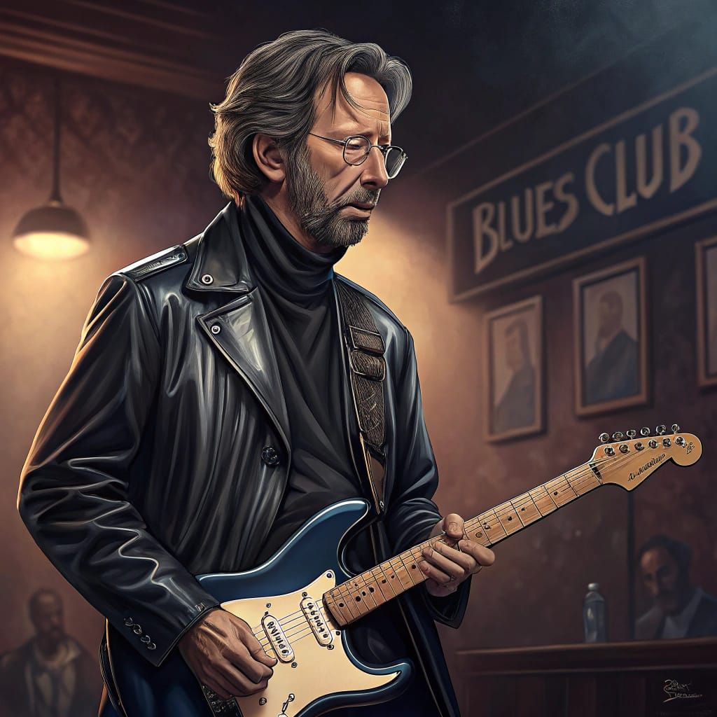 Legendary Guitarist in Blues Club Ambiance