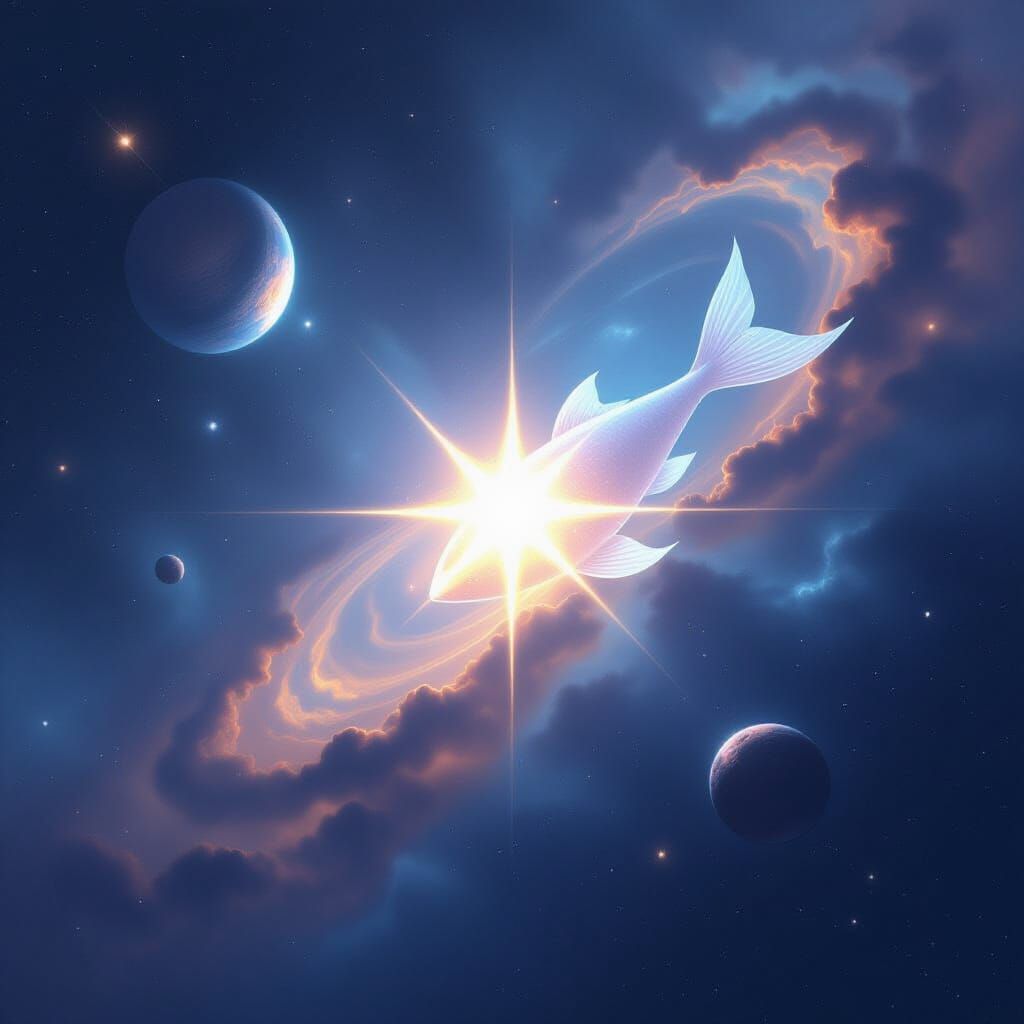 Celestial Fish Constellation Shines in Ethereal Dreamscape