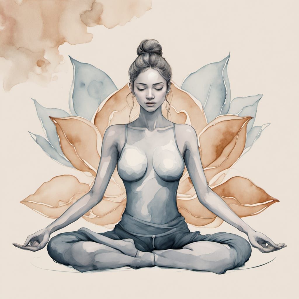 Minimalist Zen Line Drawing of Lotus Pose Figure