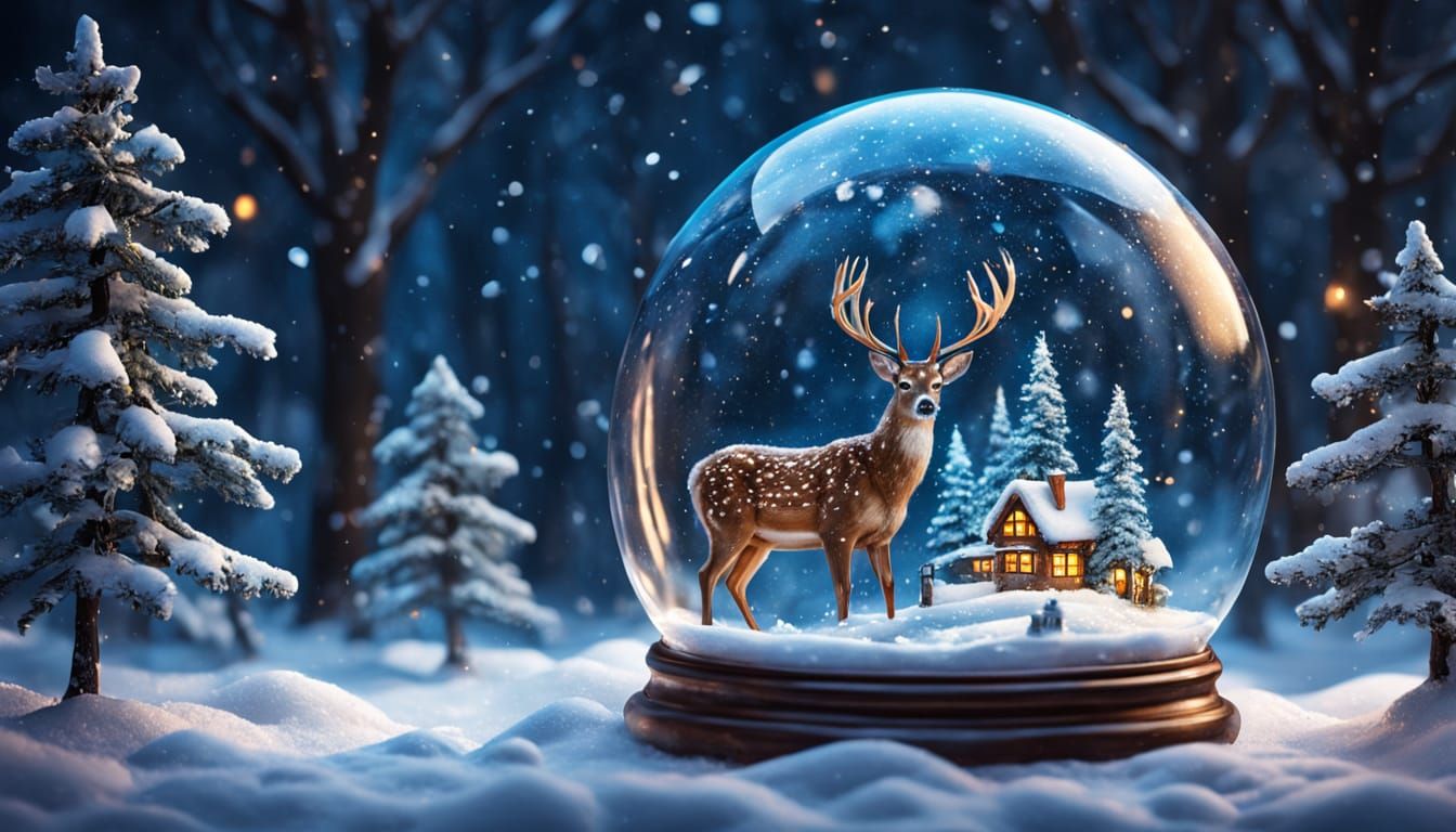 Deer in Snow Globe: Fantasy Concept Art