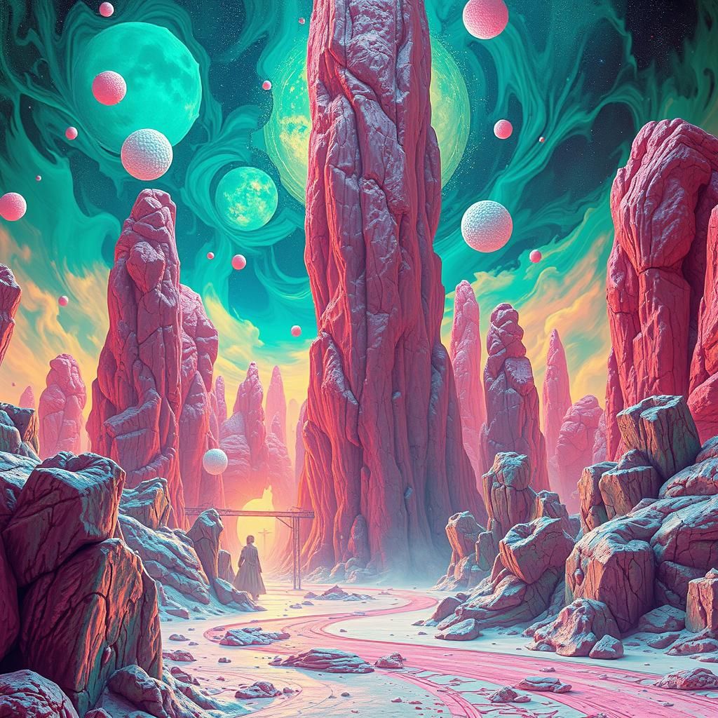 Surreal Neon Realm: a Sci-Fi Fantasy Landscape